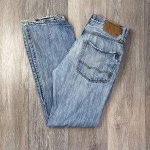 American Eagle Mens Jeans 29x32 Relaxed Blue 100% Cotton Faded Distress